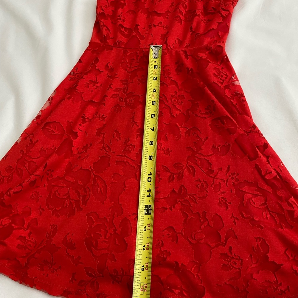 Candies Juniors Red Lacey Dress.  Sz.  XS. Fully Lined. - Picture 5 of 15